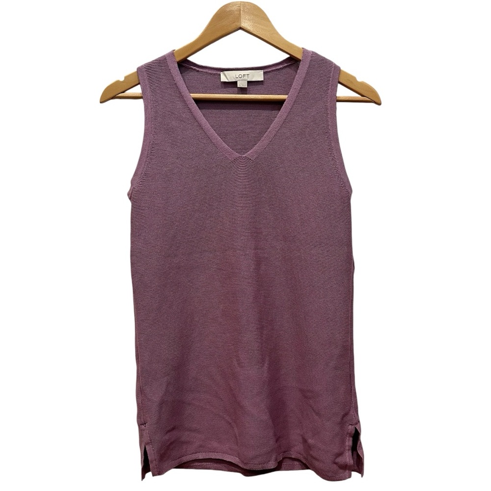 Ann Taylor LOFT Purple V-Neck Sleeveless Sweater Top